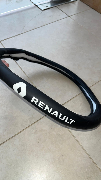 Black Leather Steering Wheel Cover with Custom Car Logo