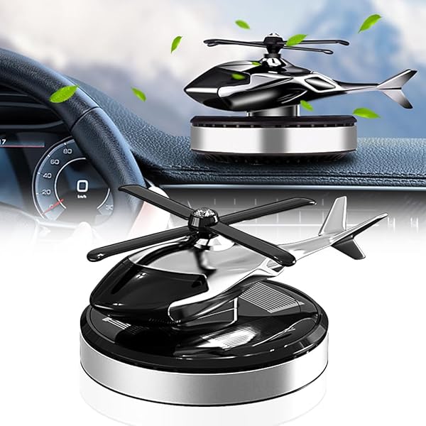 Solar Car Air Freshener, Helicopter Diffuser for Car Home Office, No Battery, Sun Powered, Automatic Rotation, Aluminum Zinc Alloy, Small Size, Easy Carry