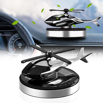 Solar Car Air Freshener, Helicopter Diffuser for Car Home Office, No Battery, Sun Powered, Automatic Rotation, Aluminum Zinc Alloy, Small Size, Easy Carry