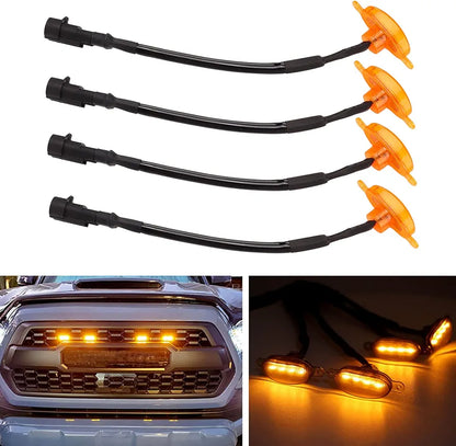 Universal Front Grille Light, Car LED Grille Lighting Kit LED Marker Lamps 3000k Yellow IP67 Waterproof for All Cars