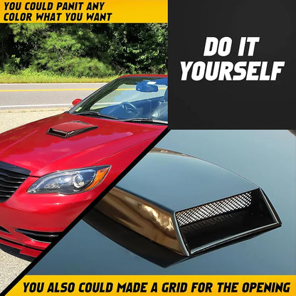 Car Deco Fake Air Vent Bonnet Hood, Universal Fit, Black, Carbon Fiber