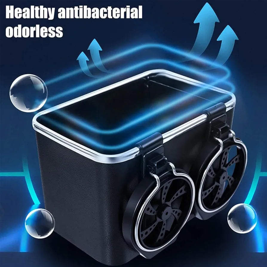 Car Armrest Storage Box - Car Armrest Storage Box with 2 Cup Holders, Autheal Armrest Storage Box, Multi-Functional Auto Console Organizer for Water Cup (Black)