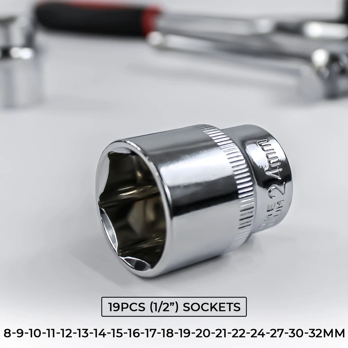 37pcs Spanner Socket Ratchet Wrench Set 1/2" Drive Car Repair Tool Kit Red