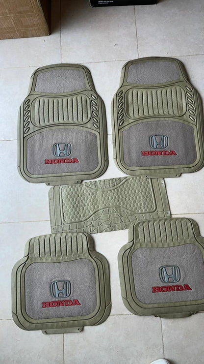 Honda Luxury Beige Carpet & Rubber Floor Mats – Universal 5 Piece Set