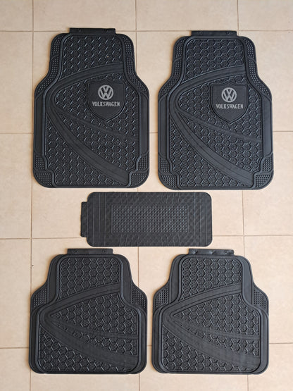 Volkswagen Premium Shield Design All-Weather 5PCS Floor Mats Set – Universal Fit for All Vehicles