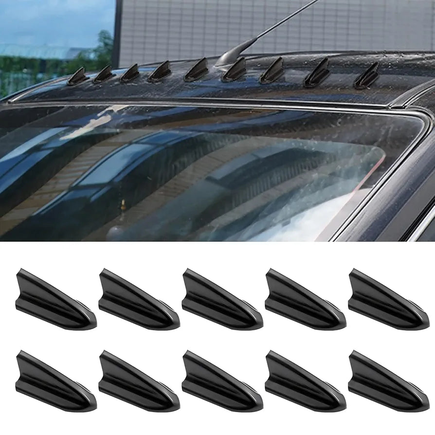 10 PCS Car Diffuser Shark Fin Antenna, Roof Wing Air Vortex Generator, Waterproof and Sun-Proof Self-Adhesive Tail Wing Aerodynamic Spoiler Antenna, Universal for Cars