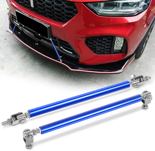 2 PCS Blue Universal 20 CM Adjustable Front Bumper Lip Splitter Strut Rod Tie Support Bar For All Cars