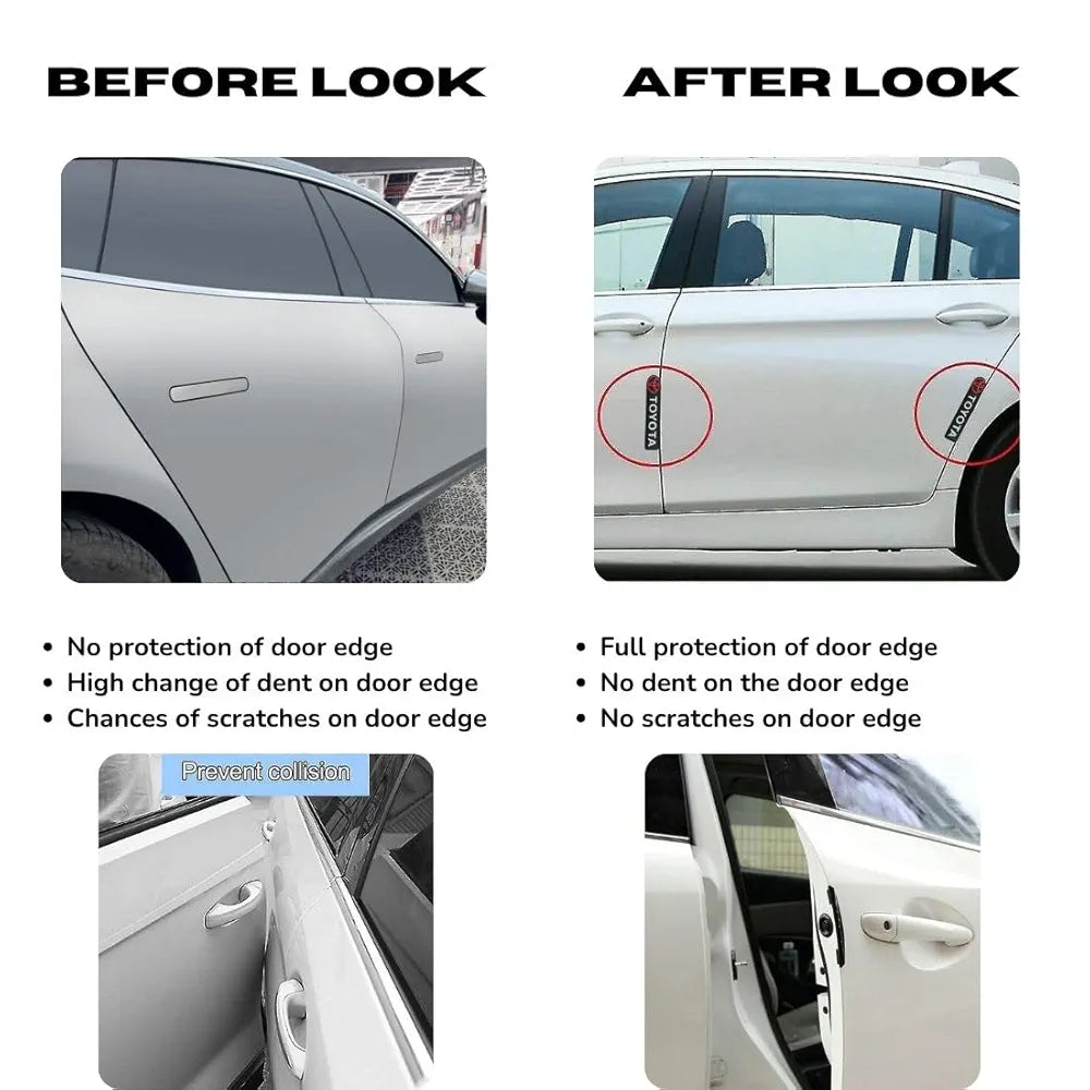 Car Rubber Door Edge Guard Suitable for Toyota Cars, Set of 4pcs Anti Scratch and Anti Collision, Black Color