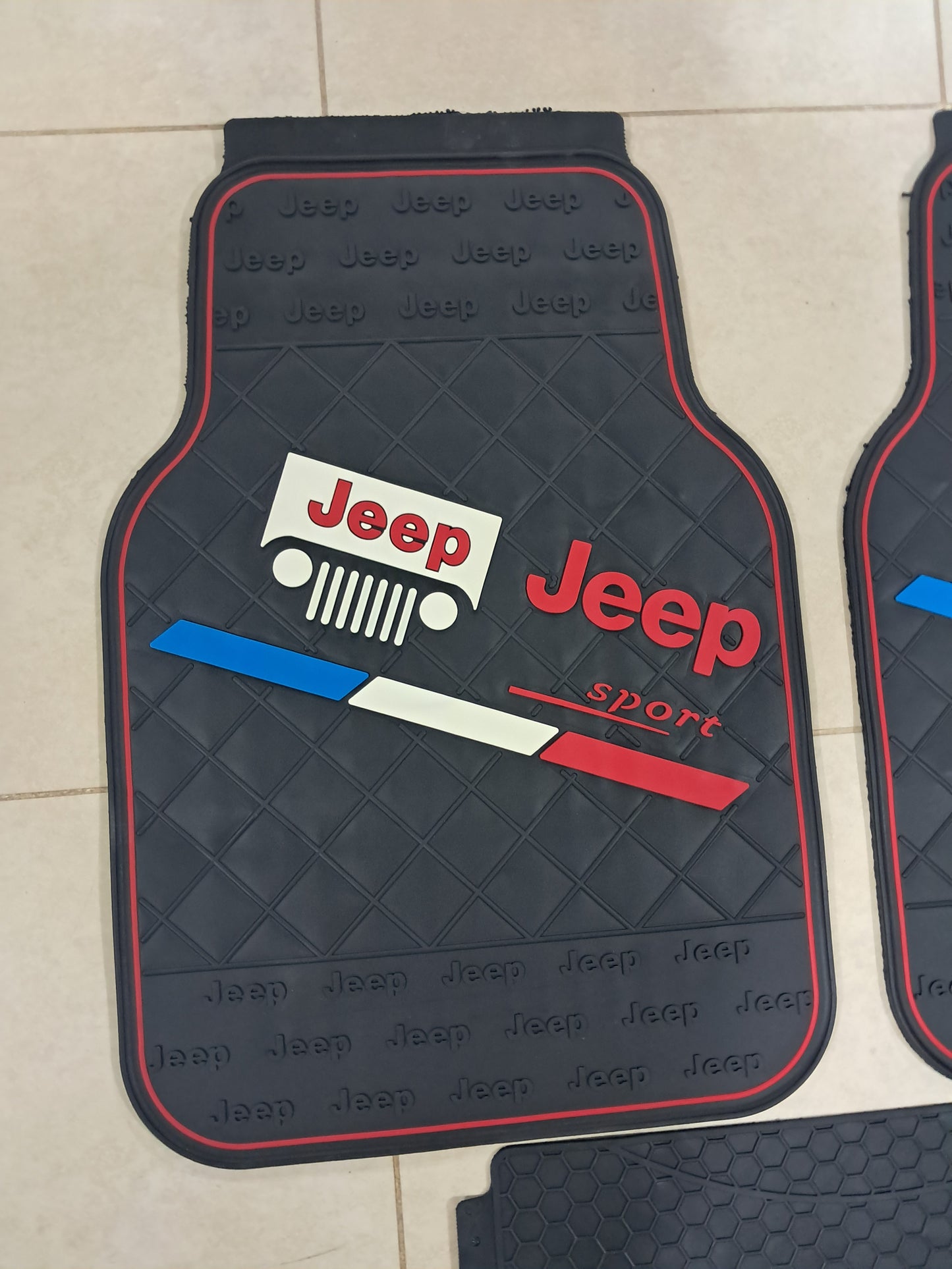 Jeep Sport Rubber Floor Mats – Universal Fit All-Weather Car Mats (5 PCS)