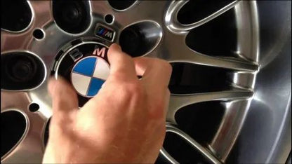 BMW Logo Set with Wheel Center Caps and Steering Wheel Emblem Decal BlueWhite