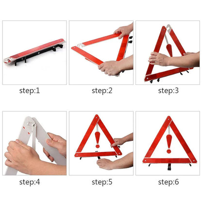 Triangle Reflector,Universal Foldable Emergency Car Truck Van Warning Triangle Signs Road Safety Reflective Exclamation Point Sign Triangle Warning Kit Tool