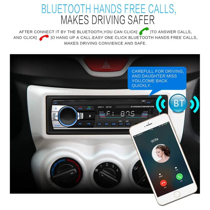 Dual USB Charge pro+ Bluetooth Wireless + Remote Controle with Phone Caller Id Receiver Car Stereo