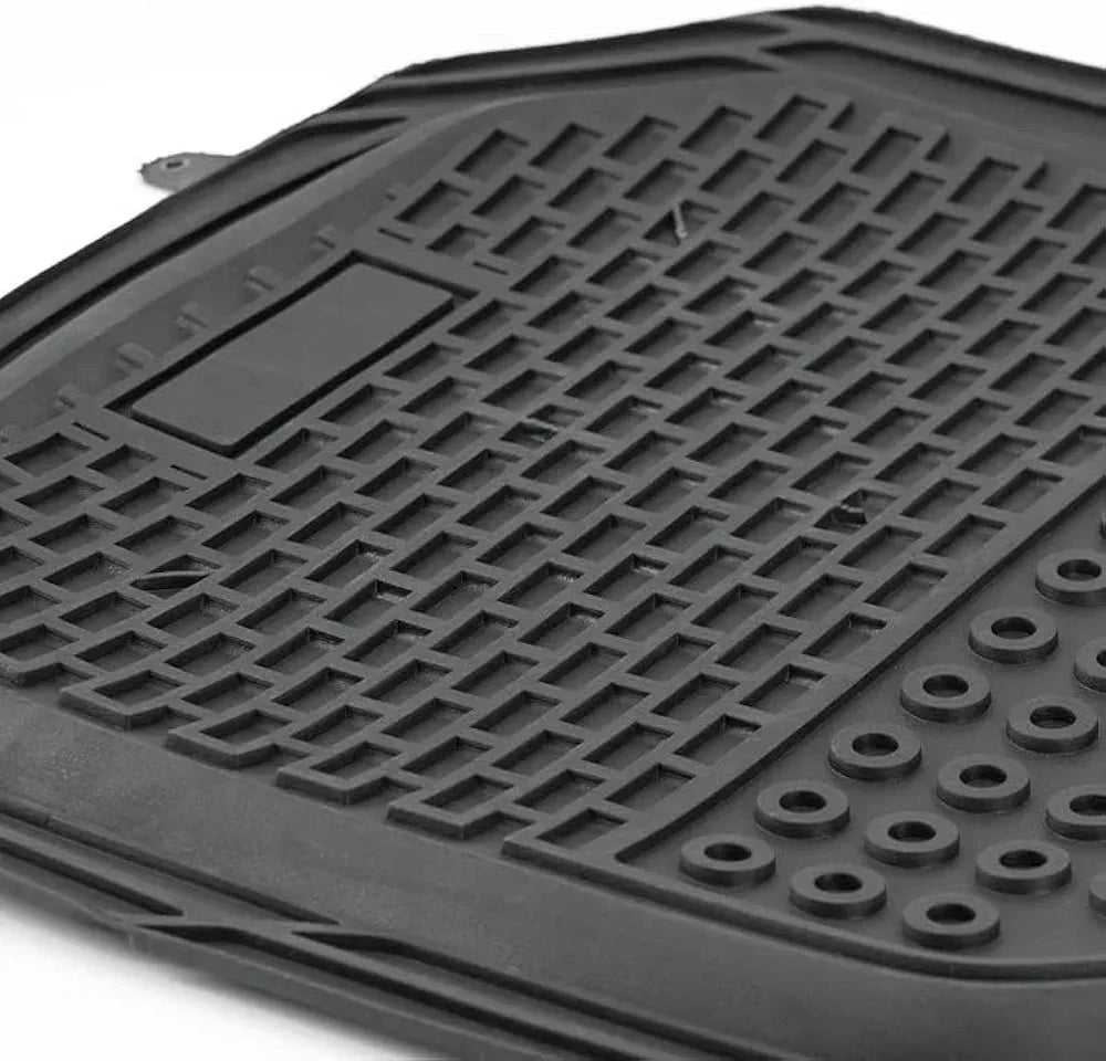 4 Piece Automotive Floor Mats Black Universal Fit Heavy Duty Rubber for all weather protection fits most Cars, SUVs, and Trucks
