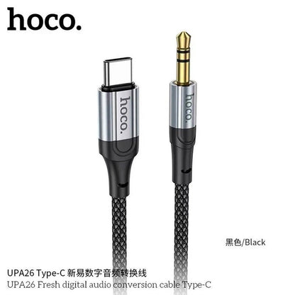 HOCO UPA26 USB-C to 3.5mm AUX Cable – Hi-Fi Audio, Type-C to Car Stereo, 1M Braided Cable