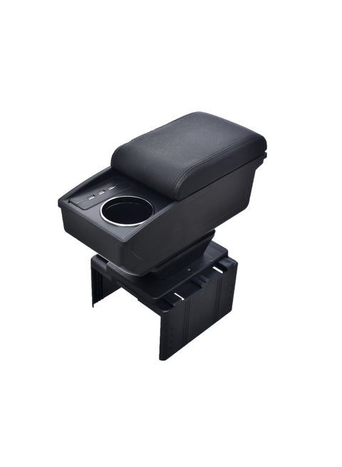 Car Armrest Center Console with Storage Box Leather and Plastic Premium Material with Cup Holder Ashtray USB and Armrest Pads