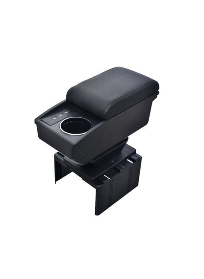 Car Armrest Center Console with Storage Box Leather and Plastic Premium Material with Cup Holder Ashtray USB and Armrest Pads