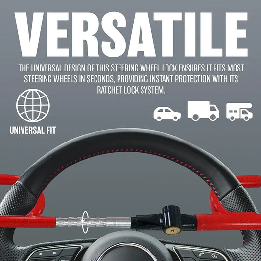 Steering Wheel Lock for Car,Security Wheel Lock Anti Theft Car Locking Device Fit for Cars Trucks Vans and SUVs, Heavy Duty & Lengthened Red