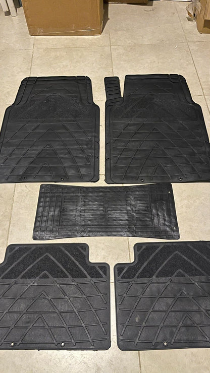 Universal Rubber Floor Mats All Season Custom Fit All Cars 5 Piece Black