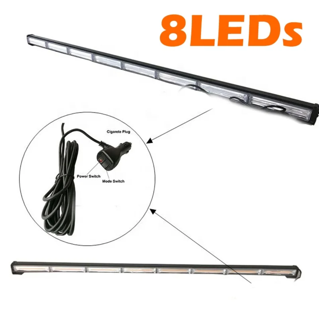 Led SUV 120 cm Advisor Strobe Light 8 Led Bar, 24IN COB LED Warning Lights, 15 Modes Safety Flashing Police Light Bars with Cigar Lighter for Emergency Vehicles Trucks