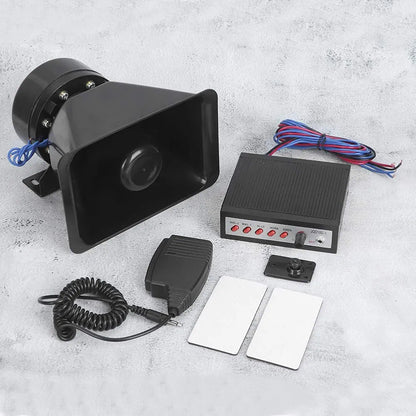 12V 100W 5 Sounds Loud Electronic Safety Horn, Car Warning Alarm with 5 Tones Loud Speaker, Siren Safety Horn Warning Speaker for Vehicles