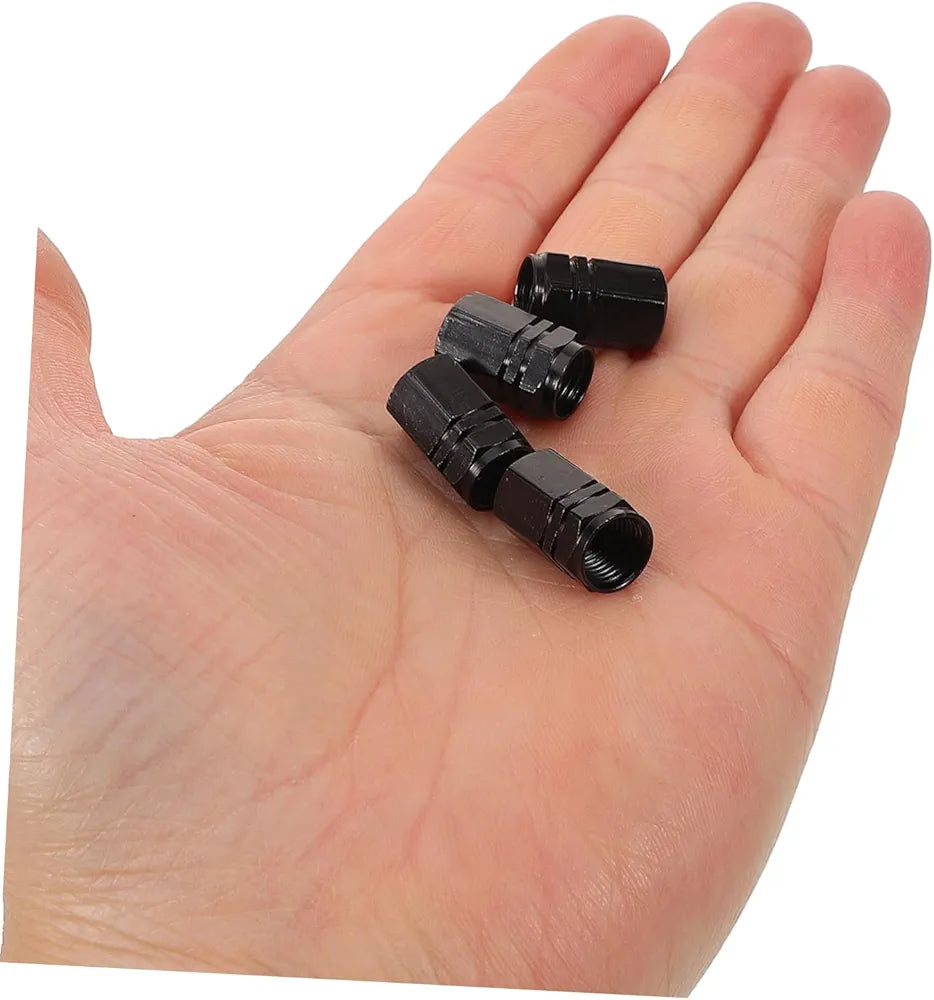 4 pcs Black Valve Cap Car Tire Caps Aluminum Alloy Tire Valves Stem for Car Air Air
