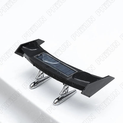12V Black Mini Solar Energy LED Rear Wing Spoiler Auto Car Trunk Tail Decoration