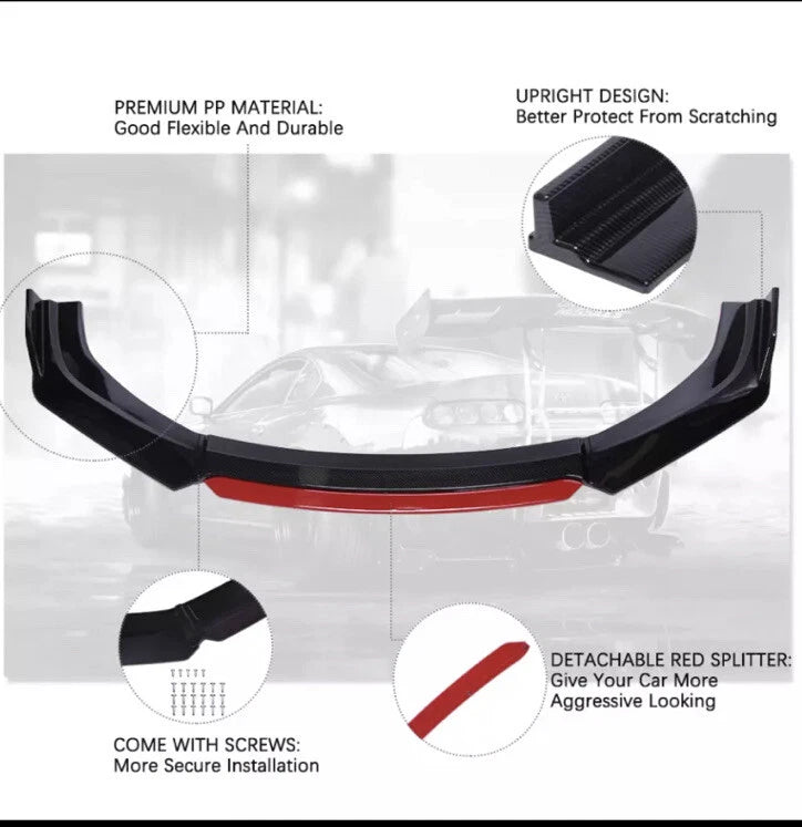 4PCS Universal Car Front Bumper Lip Chin Body Kit For All Cars.