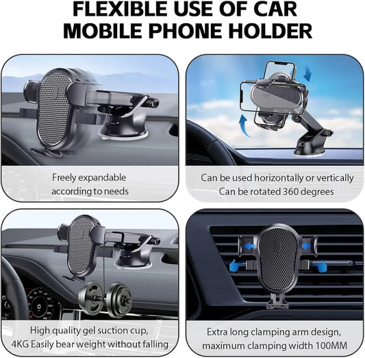 Car Phone Holder, Phone Holder Vent，CarWindshield Dashboard Truck Suction Cup, 360°Adjustable, Automobile Cradles Universal,car Phone Holders for iPhone Size 4.7inch-7inch
