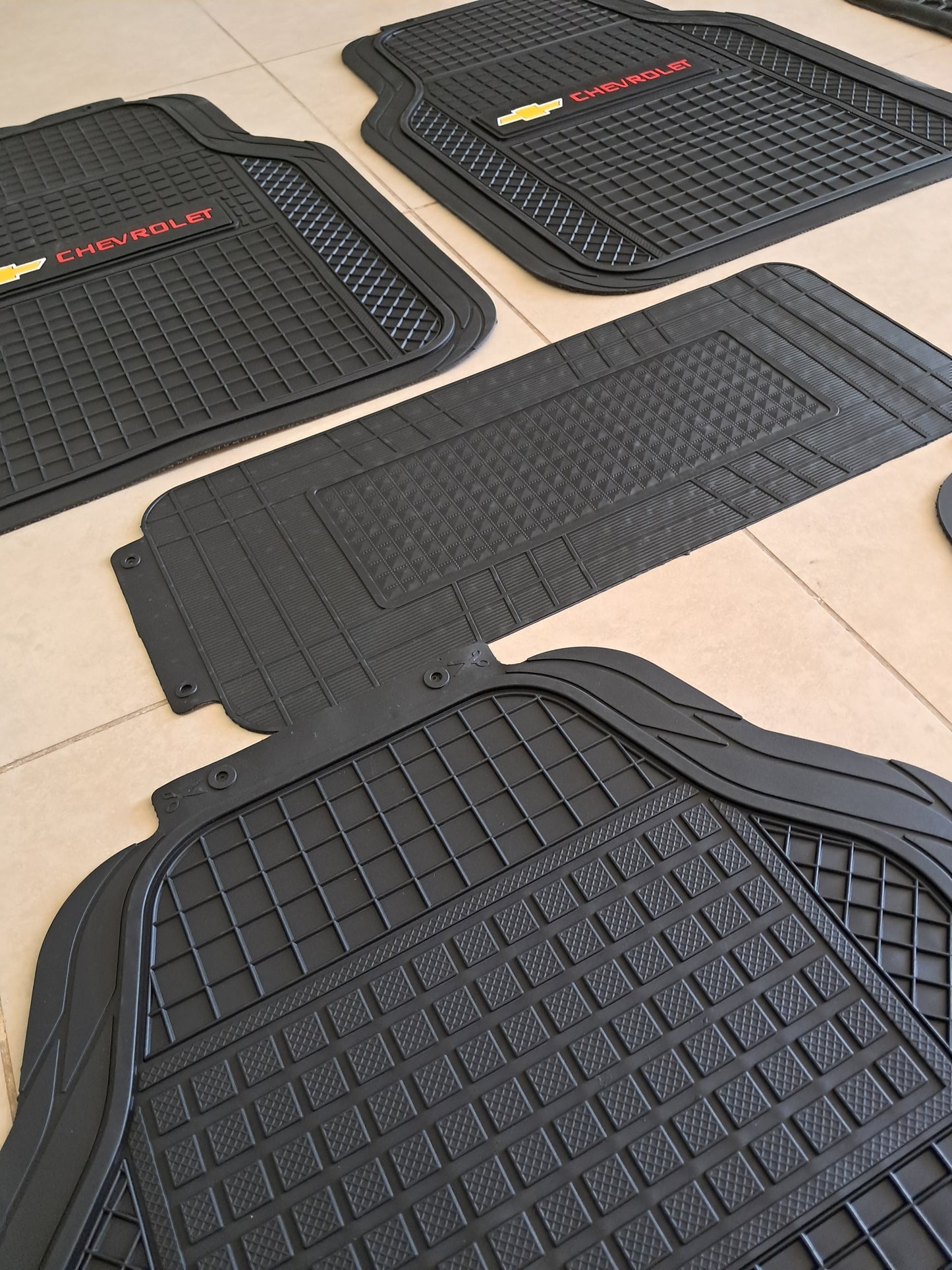 Chevrolet Red Logo SportLine Rubber Floor Mats – Anti-Slip All-Season 5 Piece Set