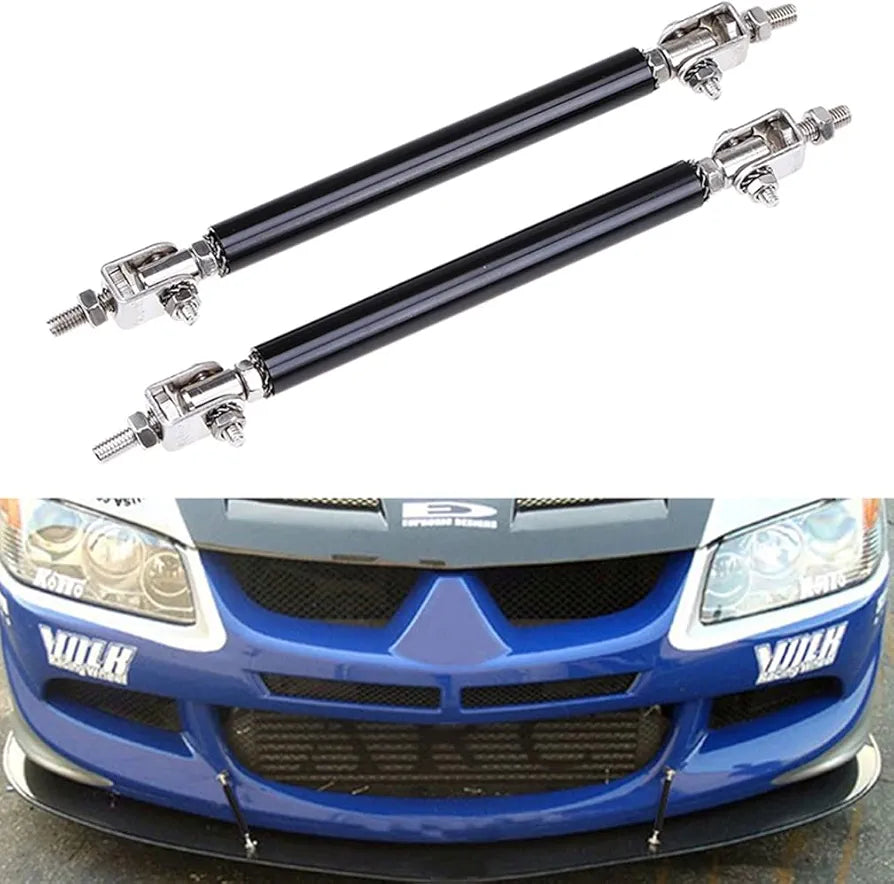 2 PCS Black Universal 15 CM Adjustable Front Bumper Lip Splitter Strut Rod Tie Support Bar For All Cars