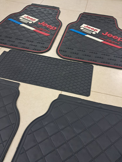 Jeep Sport Rubber Floor Mats – Universal Fit All-Weather Car Mats (5 PCS)