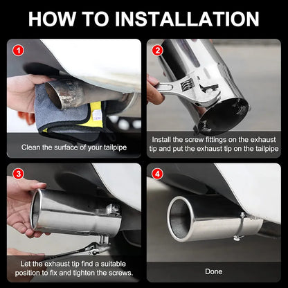 A15 Universal Fit 1.5-2 - 2.25-2.5 Inch Exhaust Tail Pipe Diameter Exhaust Tip Exhaust tip Steel Car Muffler Tips (A15-2)