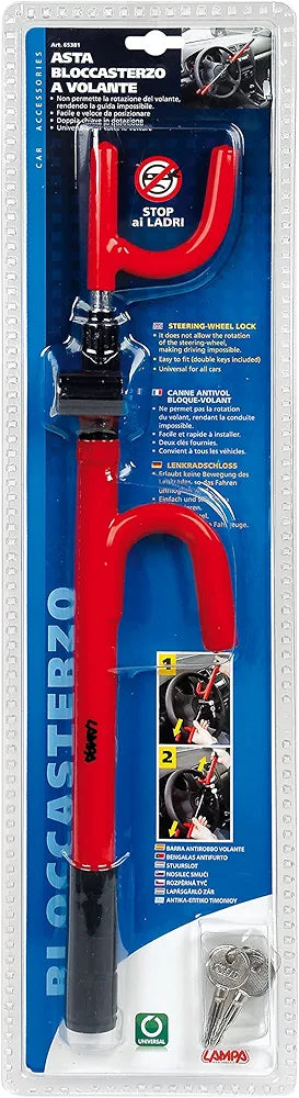 Steering Wheel Lock for Car,Security Wheel Lock Anti Theft Car Locking Device Fit for Cars Trucks Vans and SUVs, Heavy Duty & Lengthened Red