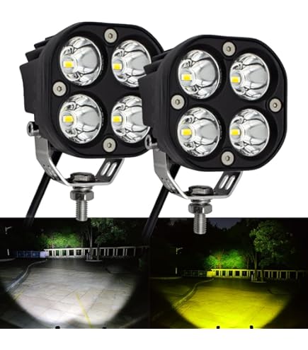 2 Pack Led Pods Light Bar, Yellow or white 3" 40w Spot Off Road Lights, Driving Fog Lamp, IP68 Waterproof LED Work Light, Amber Cube Lights for Pickup Truck SUV ATV UTV Boat Forklift 4x4 Motorcycle