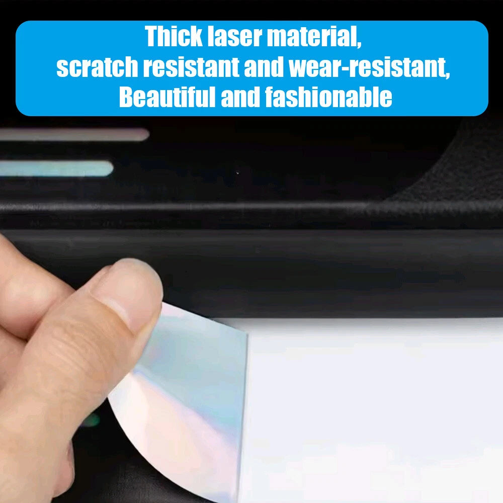 9 Pcs Car Door Sill Protector Strips Kick Plates Anti-Scratch Welcome Pedal Protector Cover Holographic Stickers