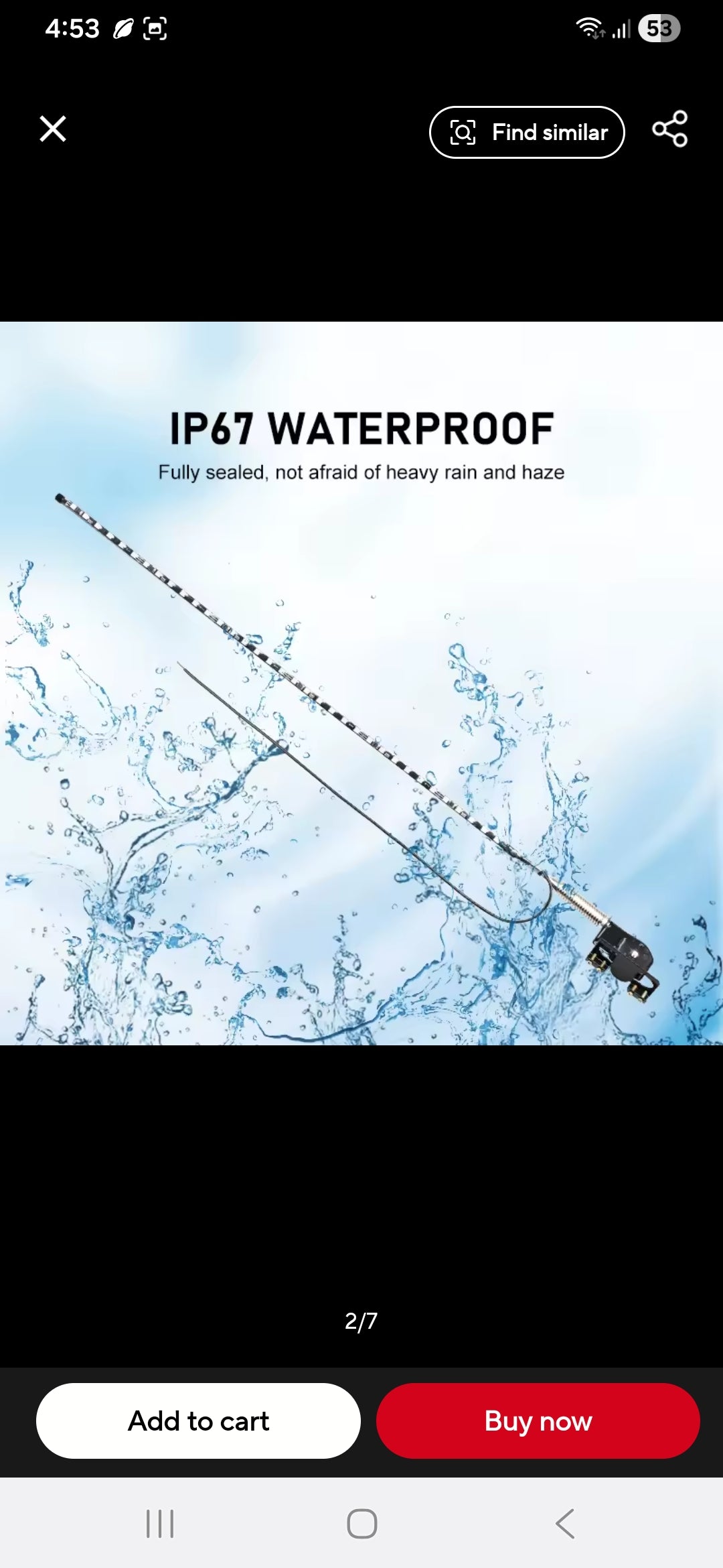 Bluetooth 70 Cm LED Whip,Light Whip,RGB Warning Lights for Car 12V/24V LED Antenna Lights, Illuminated Antenna Whips, Brake Light for , ATV, SUV