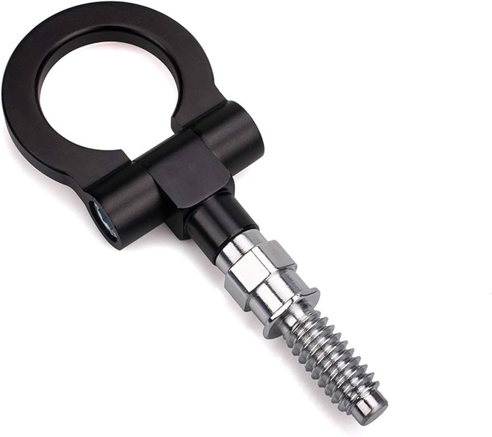 Car Towing Hook, Universal Aluminium Alloy Round Trailer Hook Racing Car Towing Eye Curtain Hook Kit Trailer Towing Ring Rear Towing Hook for European Car