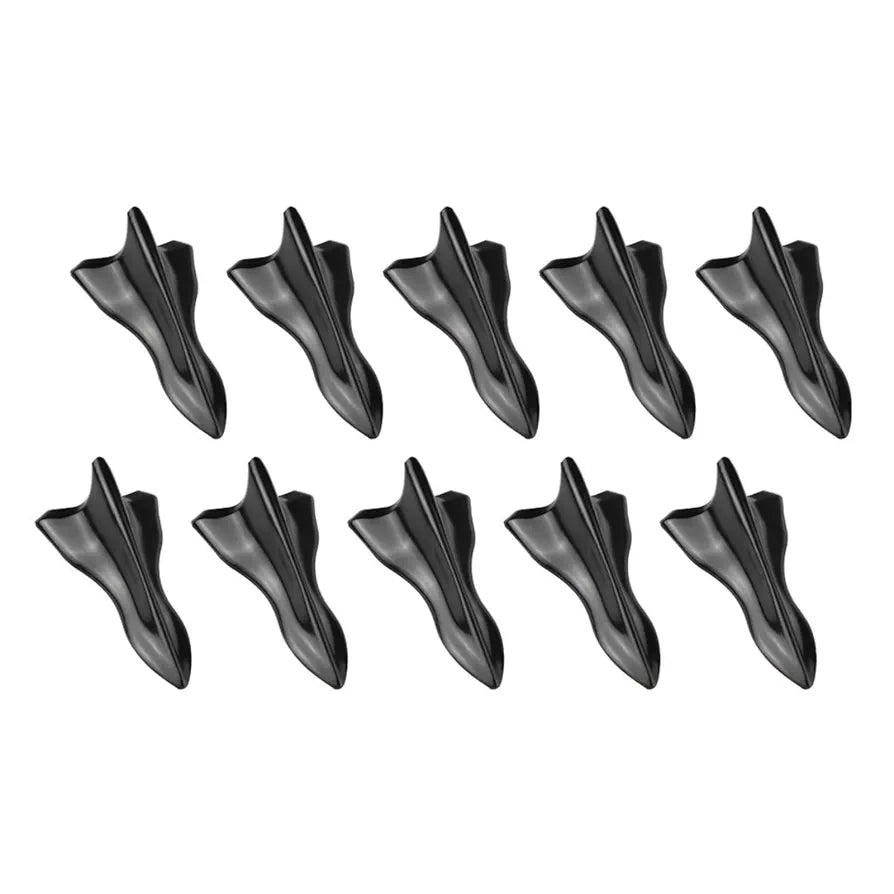Air Vortex Generator Diffuser Shark Fin 10pcs Set Kit Compatible with Spoiler Roof Wing Pointed End Style Black