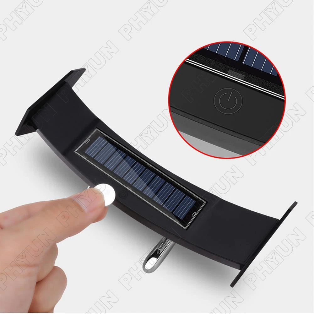 12V Black Mini Solar Energy LED Rear Wing Spoiler Auto Car Trunk Tail Decoration