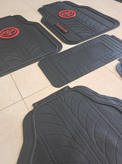 Toyota Red Logo Premium Line Rubber Mats – Waterproof Anti-Slip 5 Piece Set