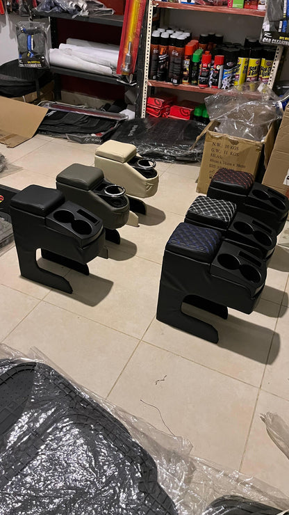 34×34×14 cm armrest with storage compartment and two cup holders, universal car center console storage box multifunctional plastic bracket armrest box for cars, vans, SUVs