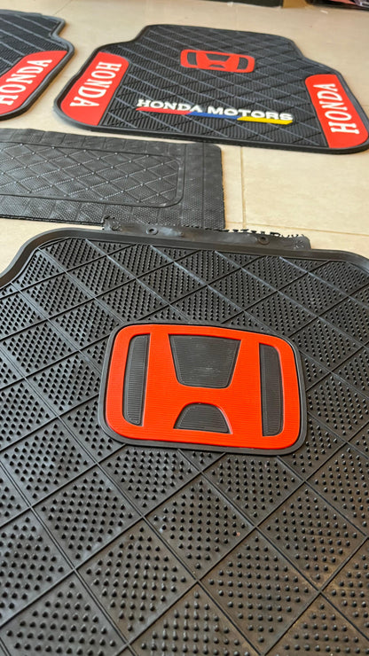 Honda Red Sport Rubber Floor Mats – Premium Universal 5PCS Set