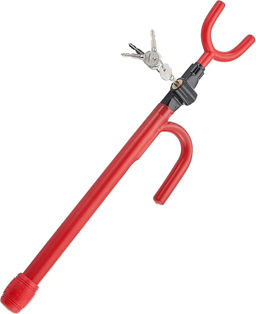 Steering Wheel Lock for Car,Security Wheel Lock Anti Theft Car Locking Device Fit for Cars Trucks Vans and SUVs, Heavy Duty & Lengthened Red