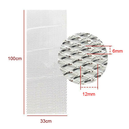 100×30 CM Silver Aluminum Front Car Hood Vent Grille Net Mesh Grill Cover Accessories