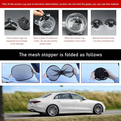 2 PCS Car Window Shade, 14"×17" Rear Side Window Sunshade Protector with Suction Cups, Foldable Sunlight Shield Blocks Sun, Glare and UV Rays, Universal Car Accessories