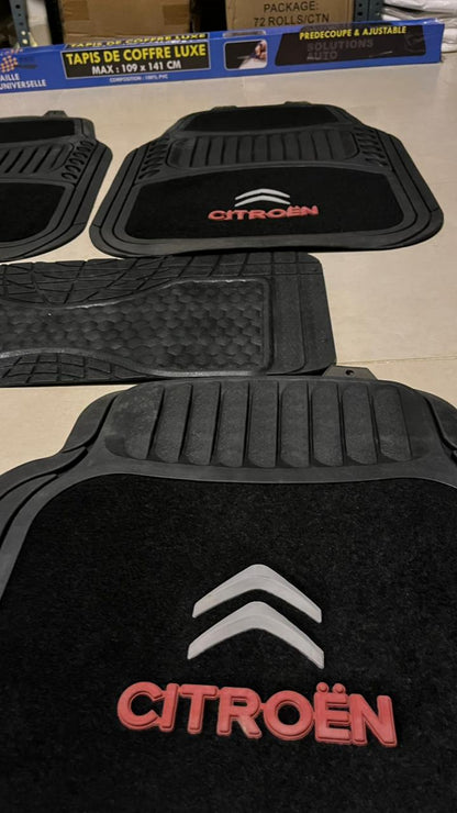 Citroen Black Luxury Carpet & Rubber Floor Mats – Premium 5PCS Universal Set