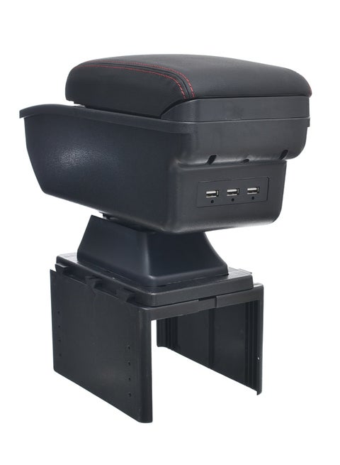 Car Armrest Center Console with Storage Box Leather and Plastic Premium Material with Cup Holder Ashtray USB and Armrest Pads