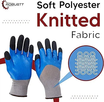 Nylon Nitrile Half Coated (Back Also) Industrial Safety Hand Gloves Anti-Cut | Cut Resistant | Heat Resistant | Industrial Use | for Finger and Hand Protection