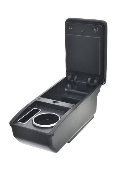 Car Armrest Center Console with Storage Box Leather and Plastic Premium Material with Cup Holder Ashtray USB and Armrest Pads