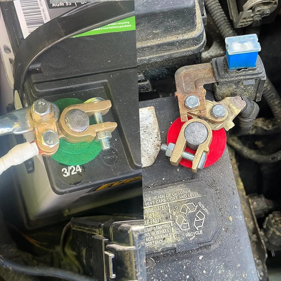 Ampper Brass Battery Terminal Connectors, Top Post Battery Terminals Connector Battery Cable Ends for Marine Car Boat RV Vehicles (1 Pair)